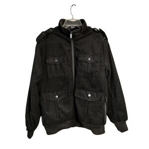 M720) Vintage Sportier Men's Black Fully Zip Poly-Wool Military Jacket Size XL